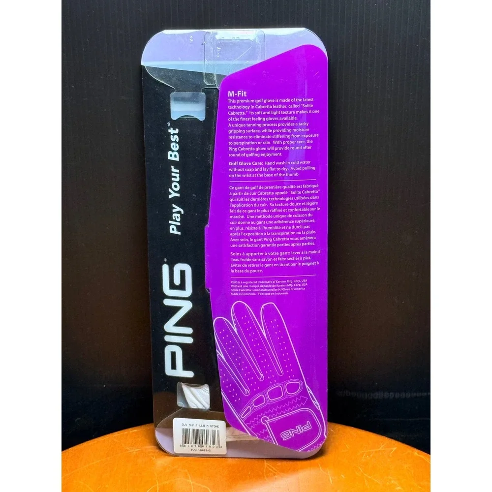 Ping M-Fit Ladies LeftHand Golf Glove Medium Solite Cabretta Leather Stone White